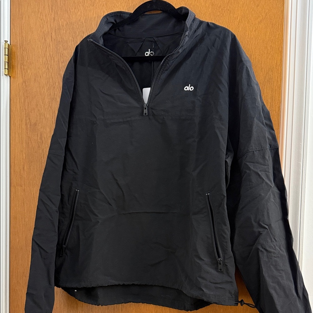 NWT Alo Black lightweight takeaway track Pullover Jacket